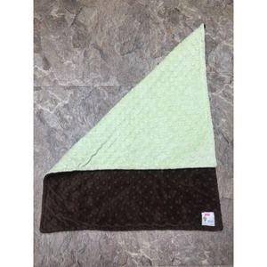 Baby Minky Blanket Lovey Grins & Giggles Boutique Brown Green Dotted 22x17